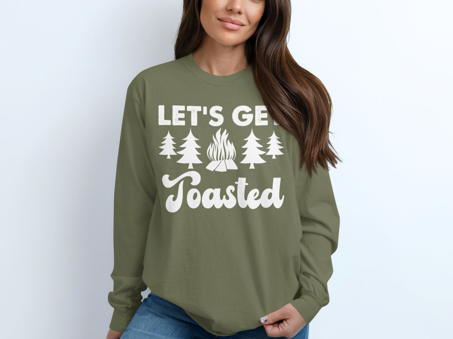 Let's Get Toasted Campfire Trees Graphic Shirt