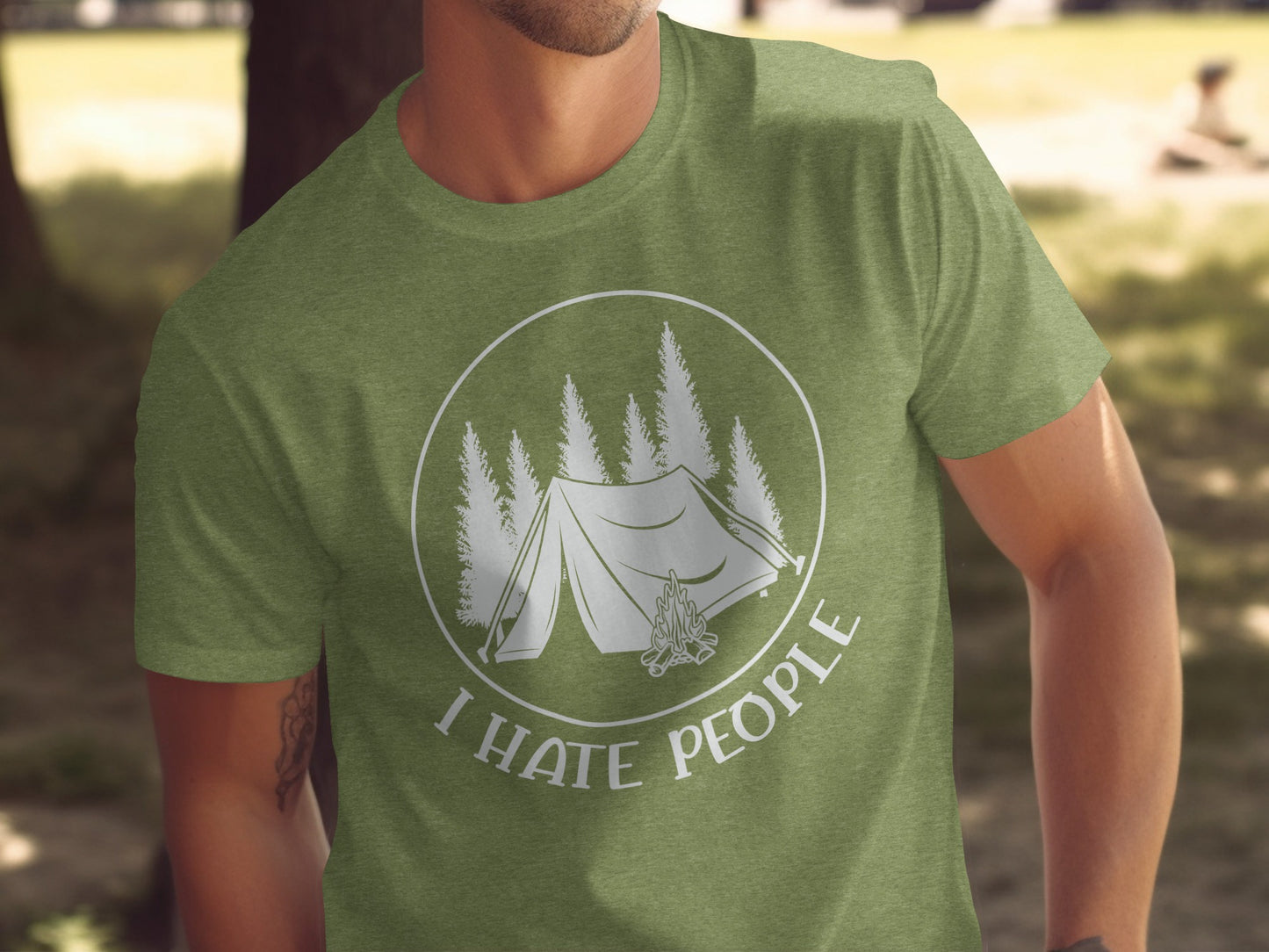 I Hate People Camping Tent Trees Graphic Illustration T-Shirt T-Shirt - Outdoor & Adventure Collection - Mile Marker 16 Gear by Cloud 16 Clothing Co.