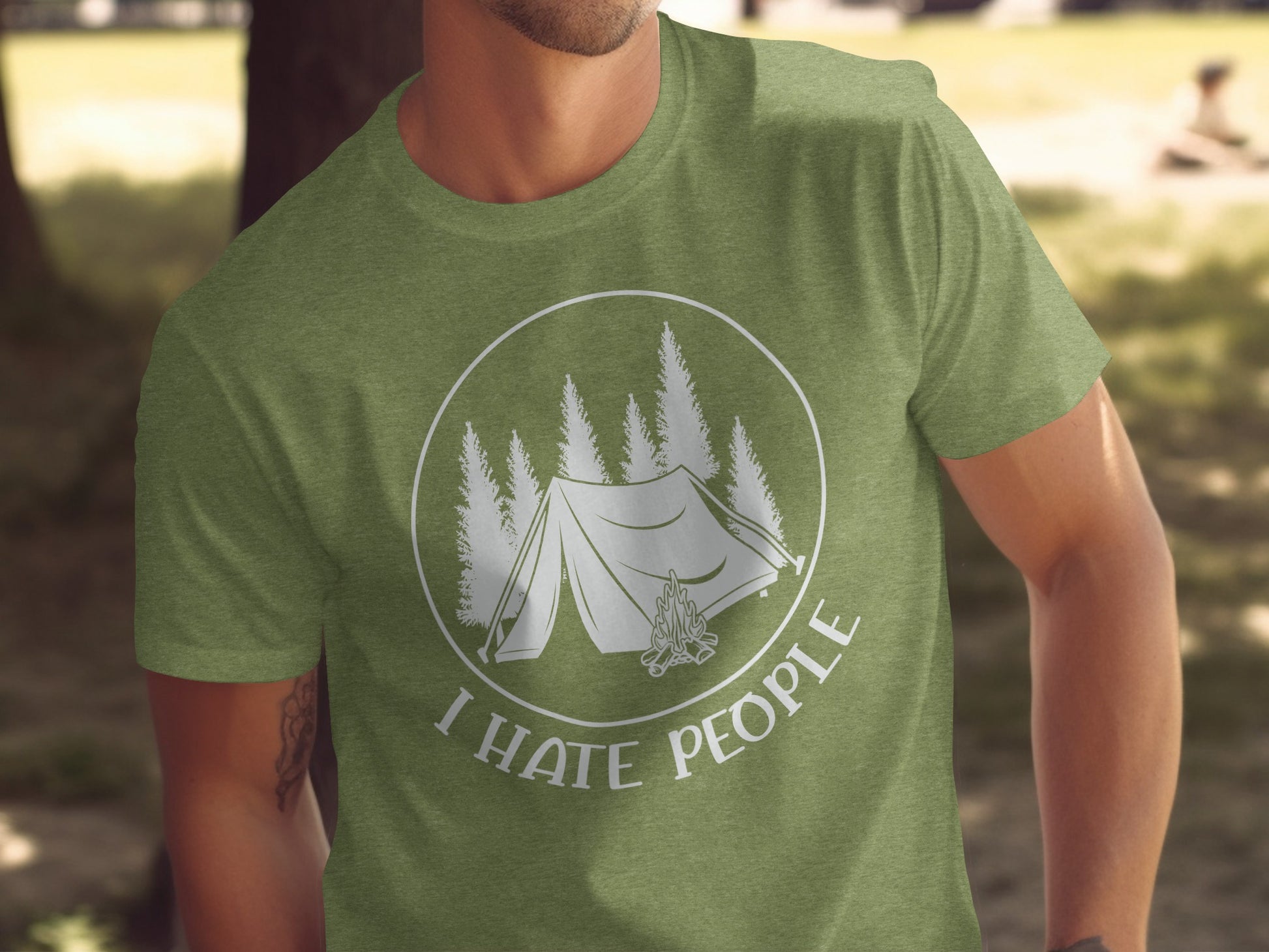 I Hate People Camping Tent Trees Graphic Illustration T-Shirt T-Shirt - Outdoor & Adventure Collection - Mile Marker 16 Gear by Cloud 16 Clothing Co.
