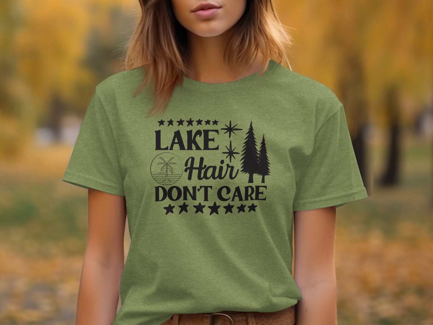 Lake with Hair Don't Care Graphic Image Printed T-Shirt T-Shirt - Outdoor & Adventure Collection - Mile Marker 16 Gear by Cloud 16 Clothing Co.