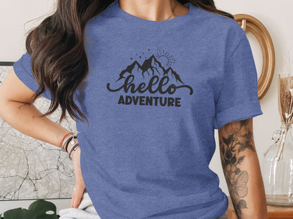 Hello Adventure Mountain Graphic Outdoorsy Scene T-Shirt T-Shirt - Outdoor & Adventure Collection - Mile Marker 16 Gear by Cloud 16 Clothing Co.