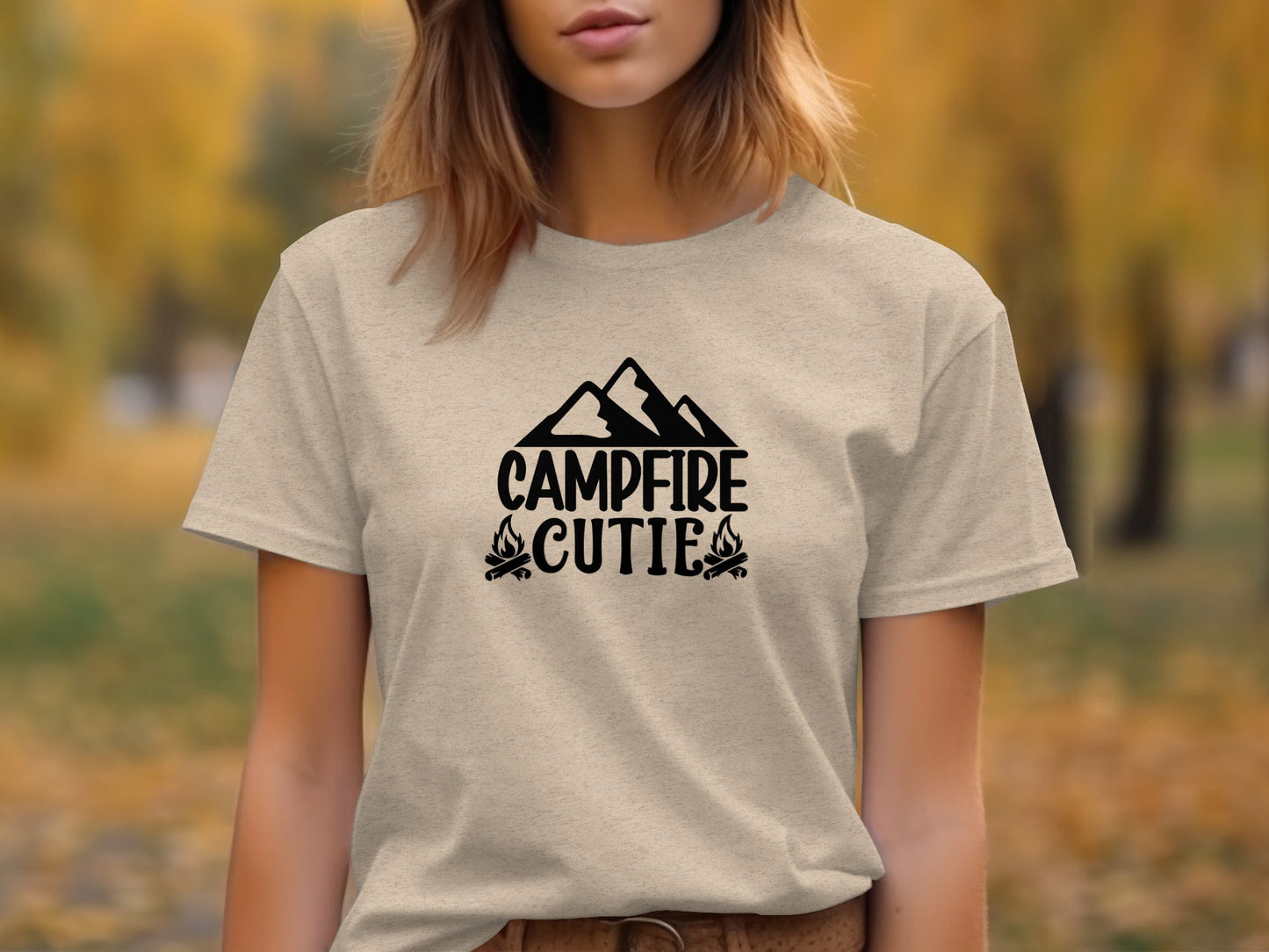 Campfire Cutie With Mountain Silhouette Graphic T-Shirt T-Shirt - Outdoor & Adventure Collection - Mile Marker 16 Gear by Cloud 16 Clothing Co.