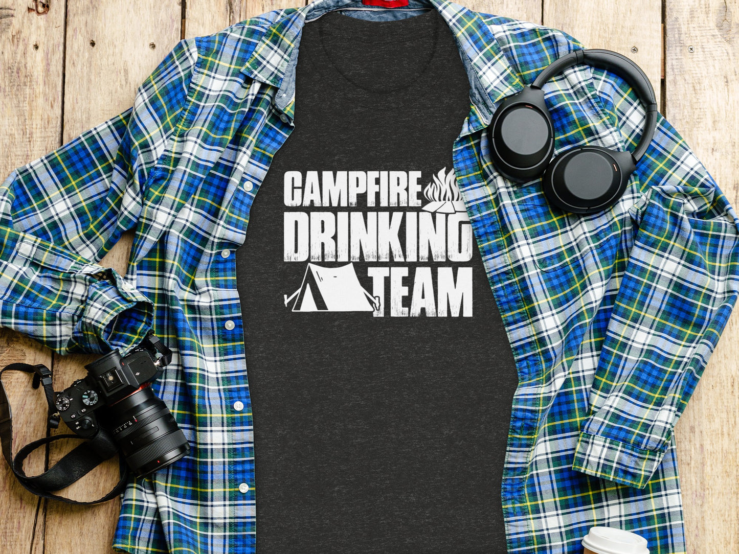 Campfire Drinking Team Tent Design Camping Adventure T-Shirt T-Shirt - Outdoor & Adventure Collection - Mile Marker 16 Gear by Cloud 16 Clothing Co.