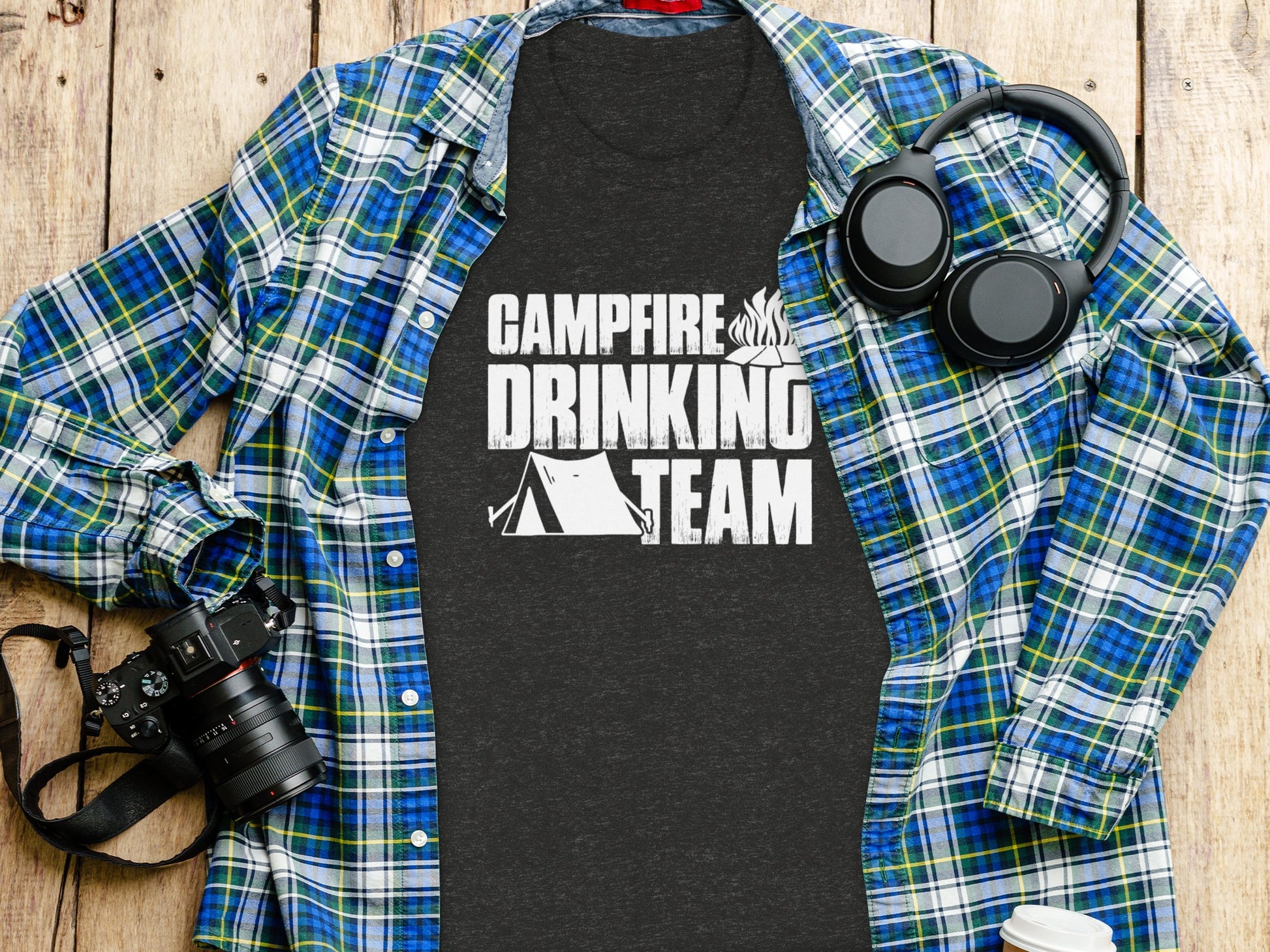 Campfire Drinking Team Tent Design Camping Adventure T-Shirt T-Shirt - Outdoor & Adventure Collection - Mile Marker 16 Gear by Cloud 16 Clothing Co.