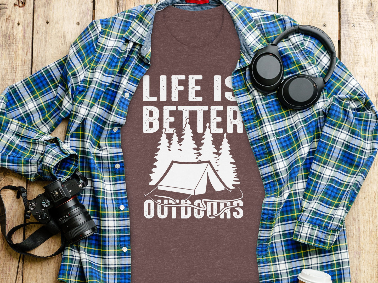 Life Is Better Outdoors Camping Tent Graphic Novelty T-Shirt T-Shirt - Outdoor & Adventure Collection - Mile Marker 16 Gear by Cloud 16 Clothing Co.