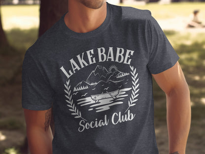 Lake Babe Social Club Mountains and Boat Graphic T-Shirt T-Shirt - Outdoor & Adventure Collection - Mile Marker 16 Gear by Cloud 16 Clothing Co.