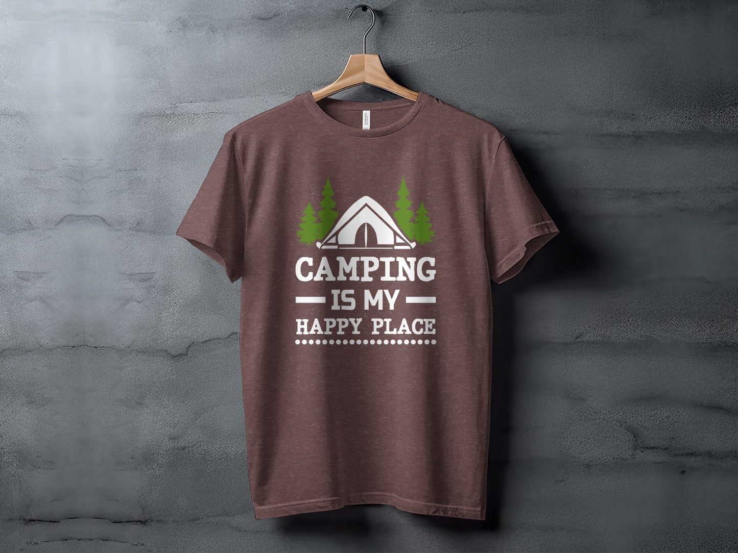 Camping Is My Happy Place Tent And Trees Graphic T-Shirt T-Shirt - Outdoor & Adventure Collection - Mile Marker 16 Gear by Cloud 16 Clothing Co.