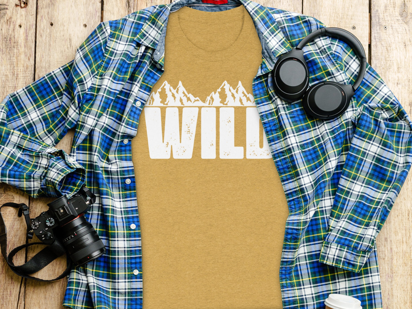White Wild Text with Mountains Graphic Design T-Shirt T-Shirt - Outdoor & Adventure Collection - Mile Marker 16 Gear by Cloud 16 Clothing Co.