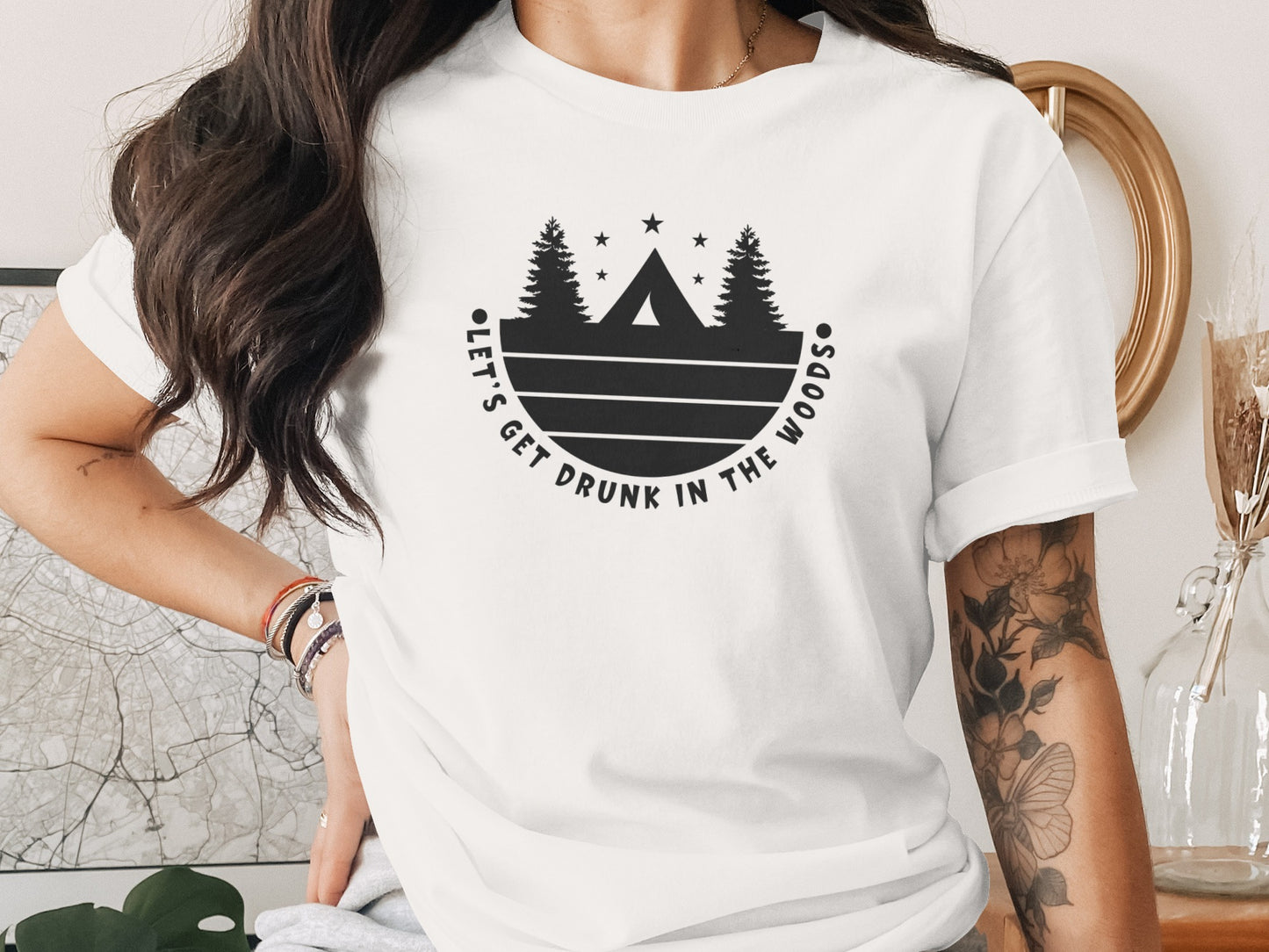 Let's Get Drunk In The Woods Camping Adventure T-Shirt T-Shirt - Outdoor & Adventure Collection - Mile Marker 16 Gear by Cloud 16 Clothing Co.