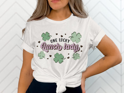 One Lucky Lunch Lady Shamrock Graphic T-shirt