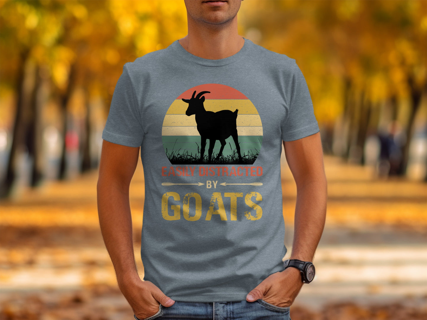 Easily Distracted By Goats Funny Graphic T-shirt