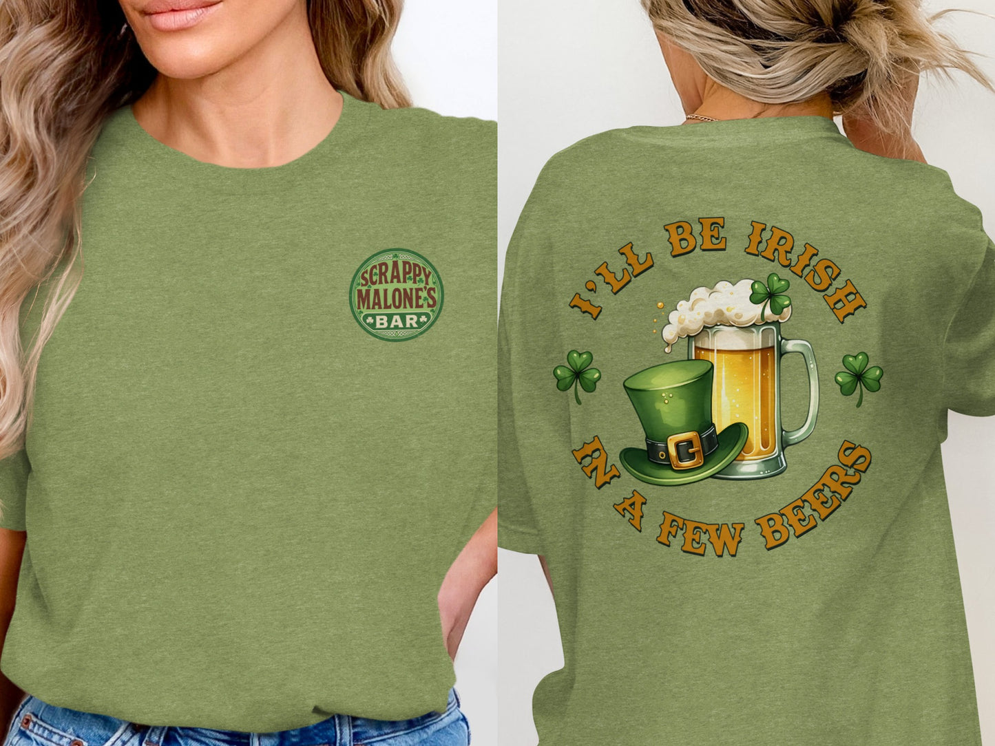 Scrappy Malone's Bar, Shamrock Decor, St Patricks Day, Irish Pub Sign, Gift for Pub Owner, Home Bar Decor T-Shirt - Scrappy Malone's Bar 100-Proof Humor - Cloud 16 Clothing Co.