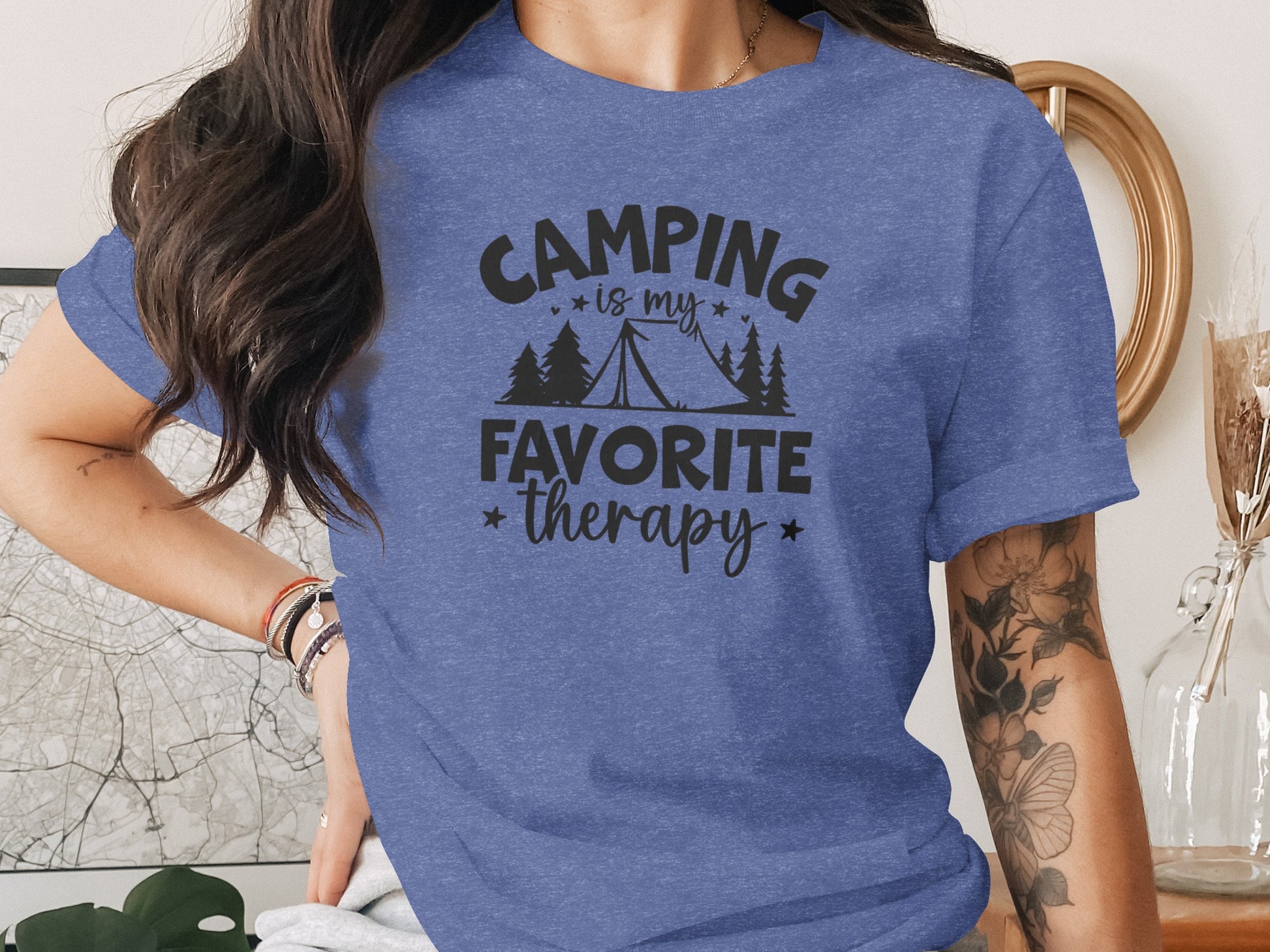 Camping Is My Favorite Therapy Black Text Design T-Shirt T-Shirt - Outdoor & Adventure Collection - Mile Marker 16 Gear by Cloud 16 Clothing Co.
