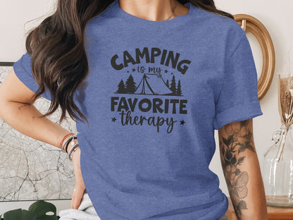 Camping Is My Favorite Therapy Black Text Design T-Shirt T-Shirt - Outdoor & Adventure Collection - Mile Marker 16 Gear by Cloud 16 Clothing Co.