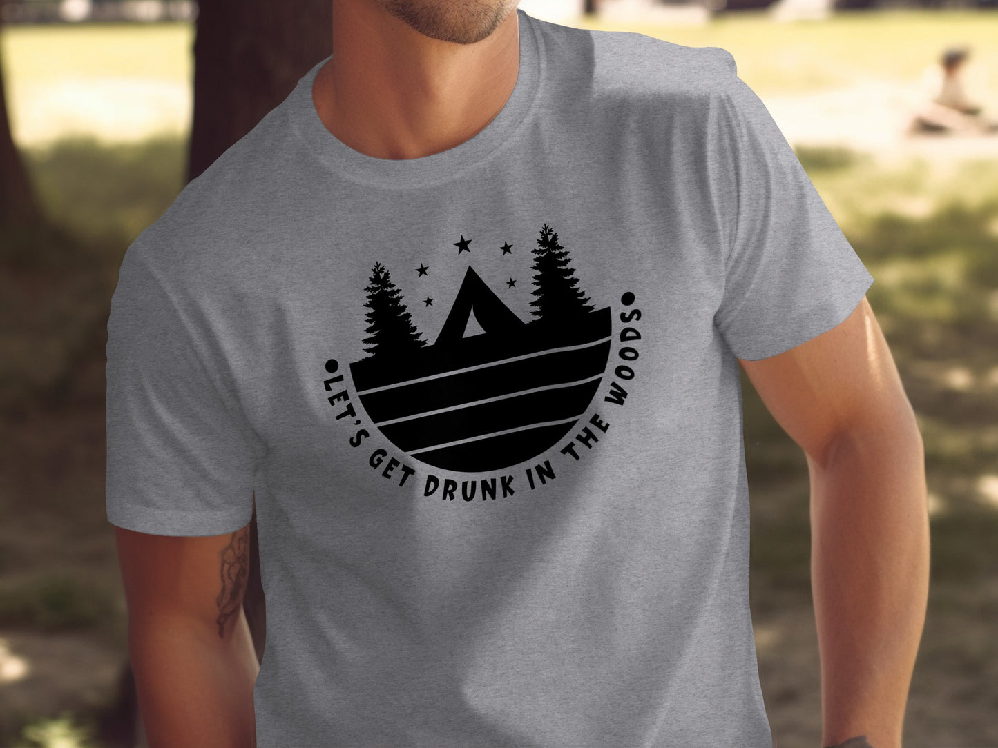 Let's Get Drunk In The Woods Camping Adventure T-Shirt T-Shirt - Outdoor & Adventure Collection - Mile Marker 16 Gear by Cloud 16 Clothing Co.