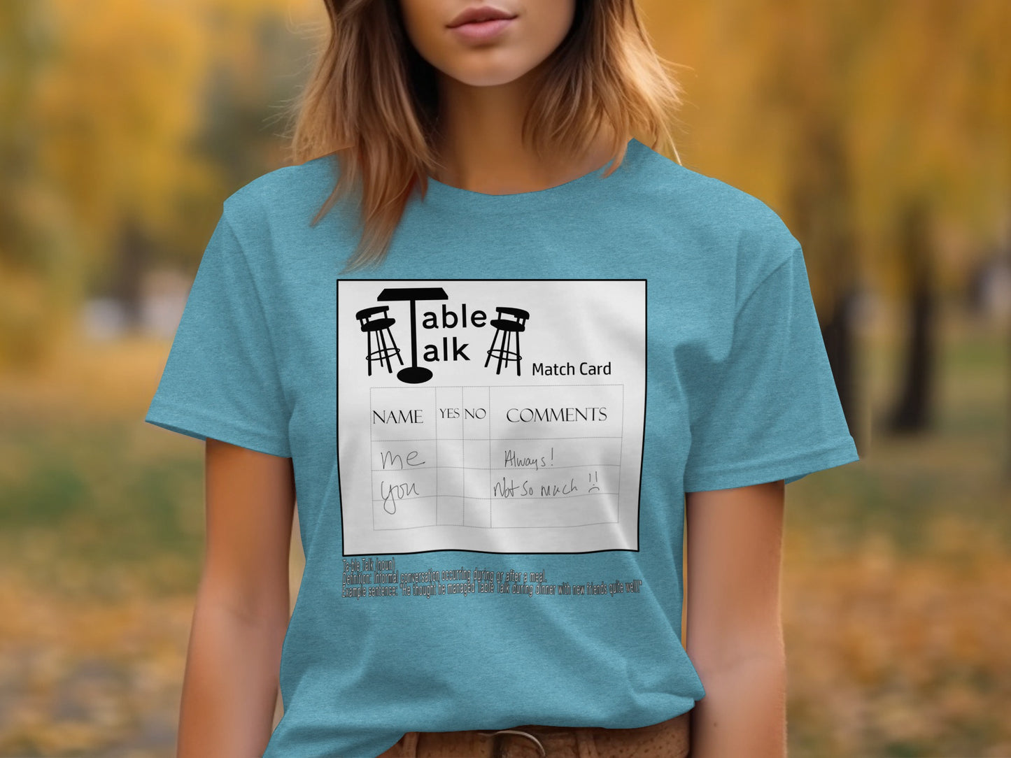 Table Talk Match Card Humorous Conversation Starter T-shirt