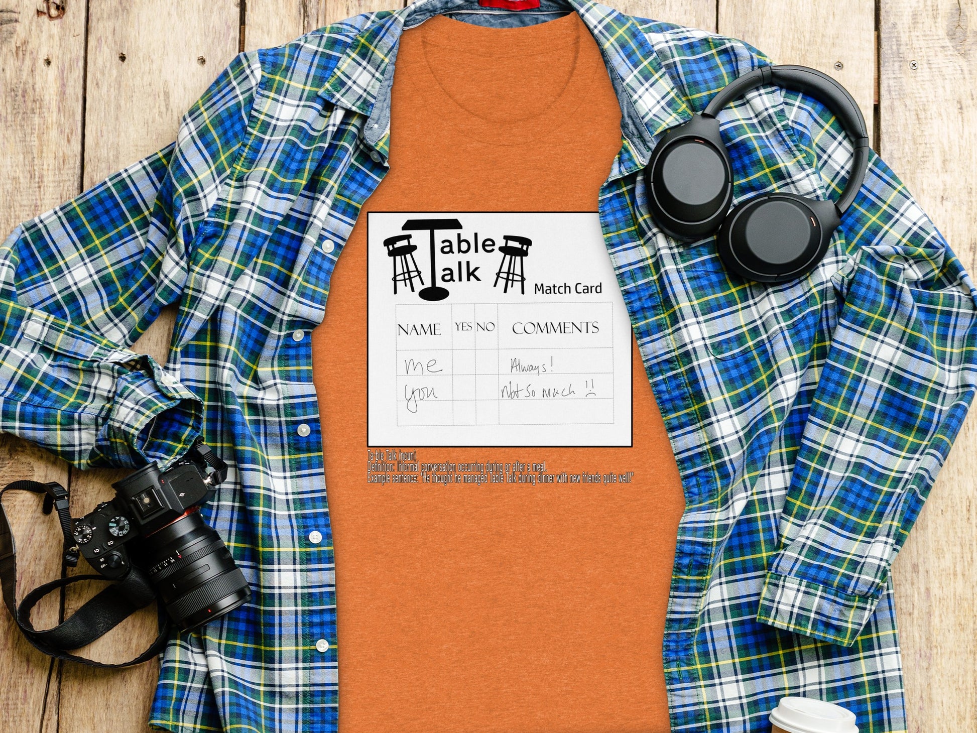 Table Talk Hour Match Card T-Shirt Fun Design