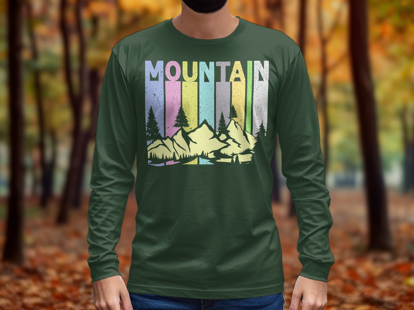 Retro Mountain Graphic Long Sleeve Shirt