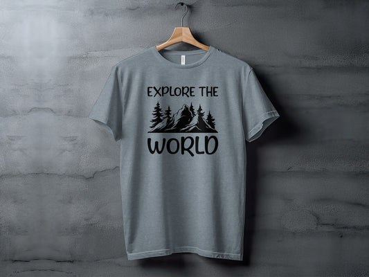 Explore The World Mountain Silhouette Hiking Adventure T-Shirt T-Shirt - Outdoor & Adventure Collection - Mile Marker 16 Gear by Cloud 16 Clothing Co.