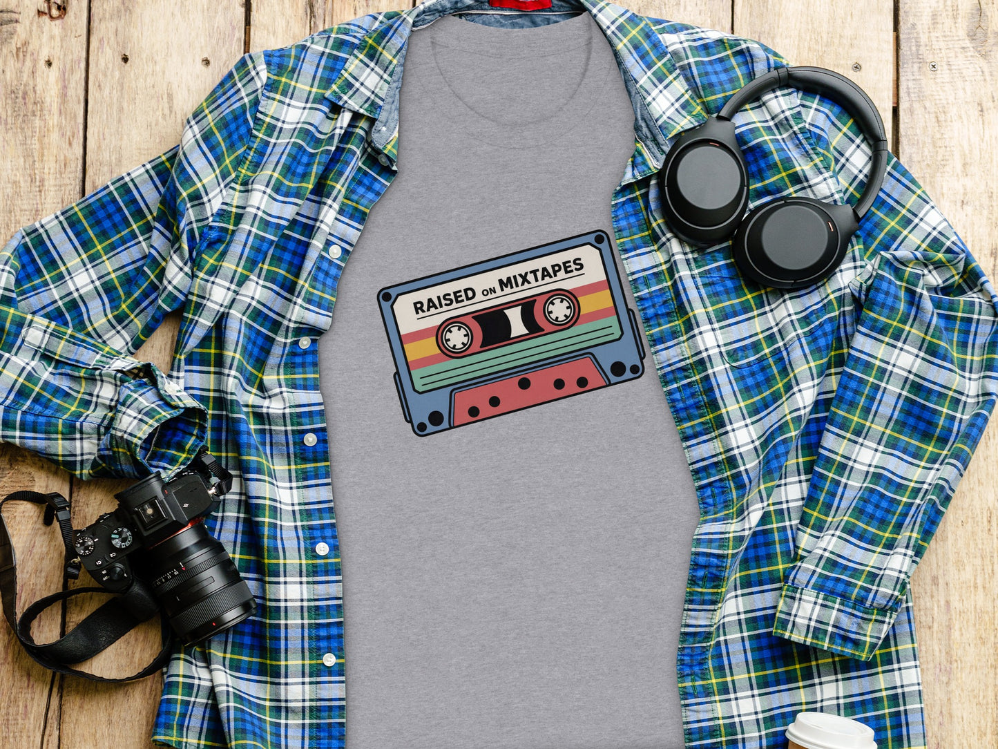 Raised On Mixtapes Retro Cassette Tape Graphic Tee