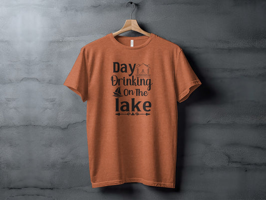 Day Drinking On The Lake Fun Vacation Graphic T-Shirt T-Shirt - Outdoor & Adventure Collection - Mile Marker 16 Gear by Cloud 16 Clothing Co.