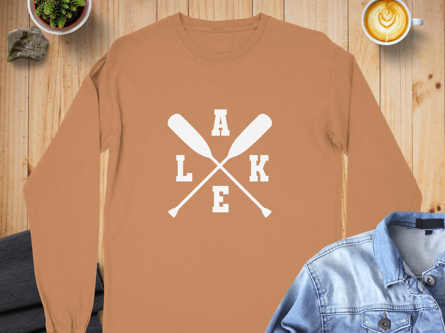 Lake Themed Long Sleeve Graphic Shirt for Outdoor Enthusiasts