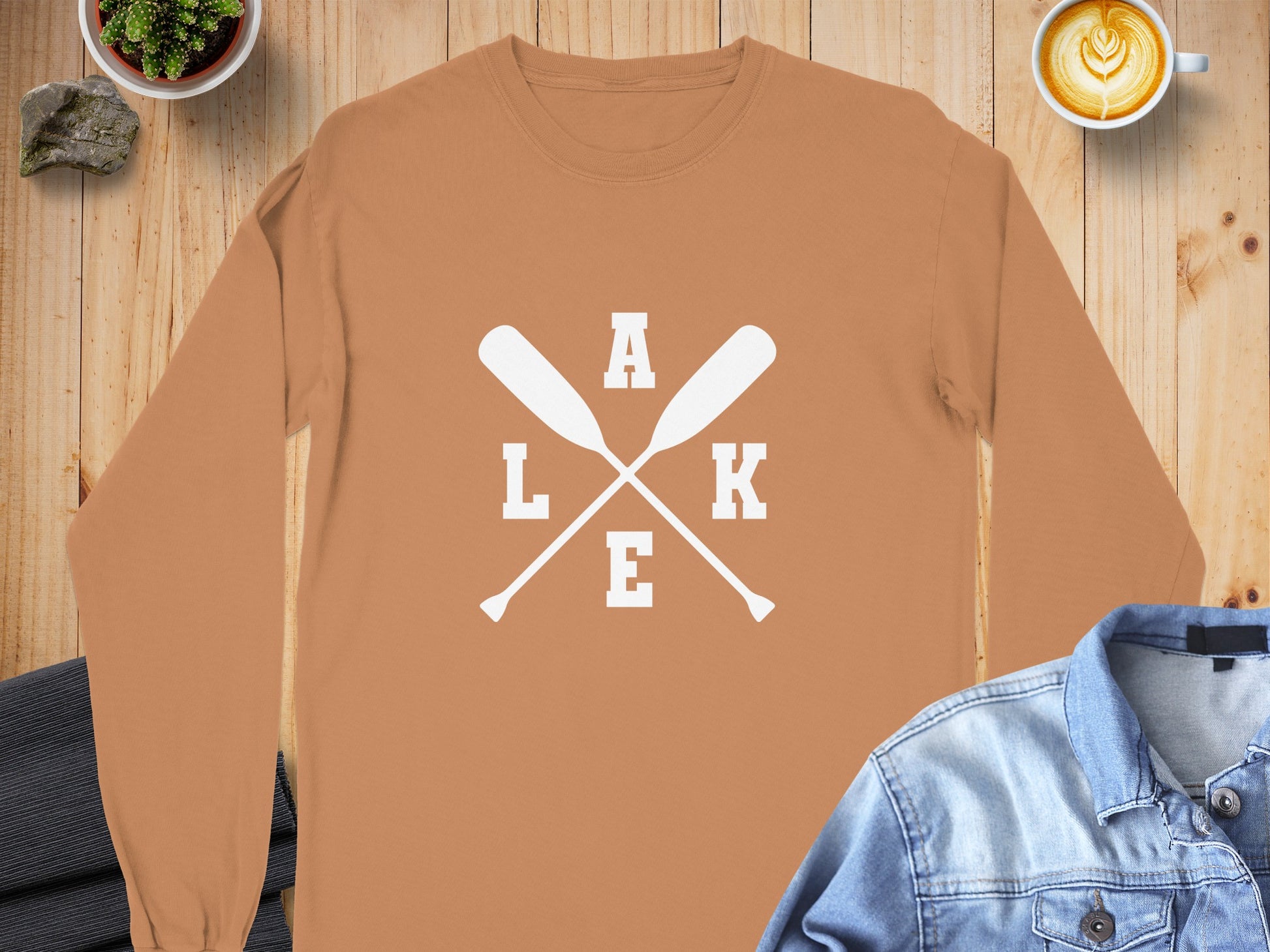 Lake Themed Long Sleeve Graphic Shirt for Outdoor Enthusiasts