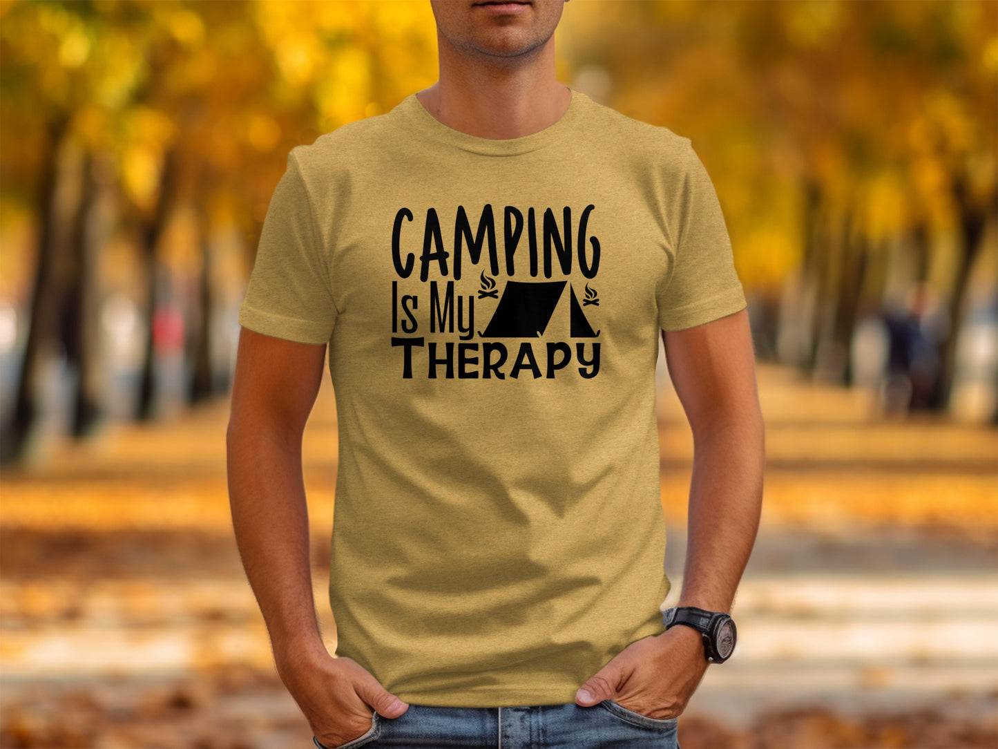 Camping Is My Therapy Tent Campfire Graphic T-Shirt T-Shirt - Outdoor & Adventure Collection - Mile Marker 16 Gear by Cloud 16 Clothing Co.