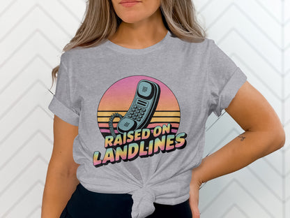 Raised On Landlines Retro Style Graphic T-shirt