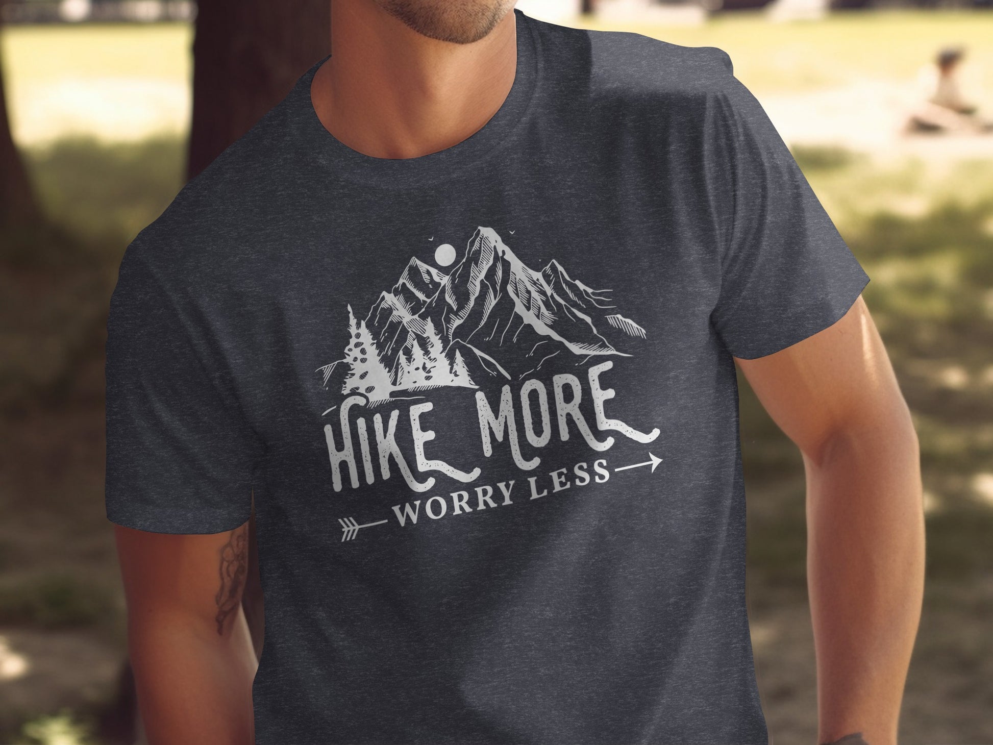 Hike More Worry Less Mountains Graphic Image T-Shirt T-Shirt - Outdoor & Adventure Collection - Mile Marker 16 Gear by Cloud 16 Clothing Co.