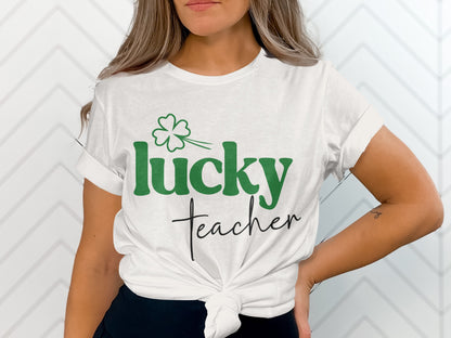 Lucky Teacher Shamrock Graphic T-Shirt St. Patrick's Day