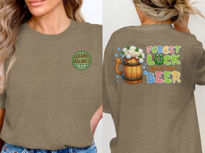 Scrappy Malone's Bar, Irish Pub Sign, Shamrock Decor, St Patricks Day Gift, Home Bar, Man Cave, Bar Decor, Unique Gift Idea T-Shirt - Scrappy Malone's Bar 100-Proof Humor - Cloud 16 Clothing Co.