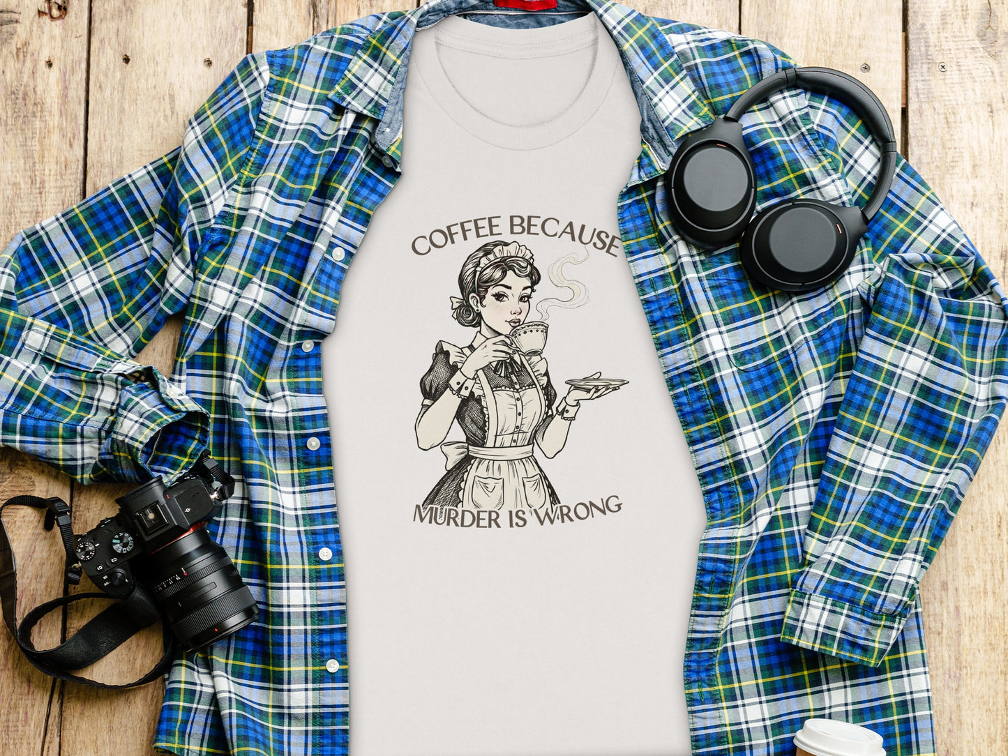 Coffee Because Murder Is Wrong Graphic Tee Shirt