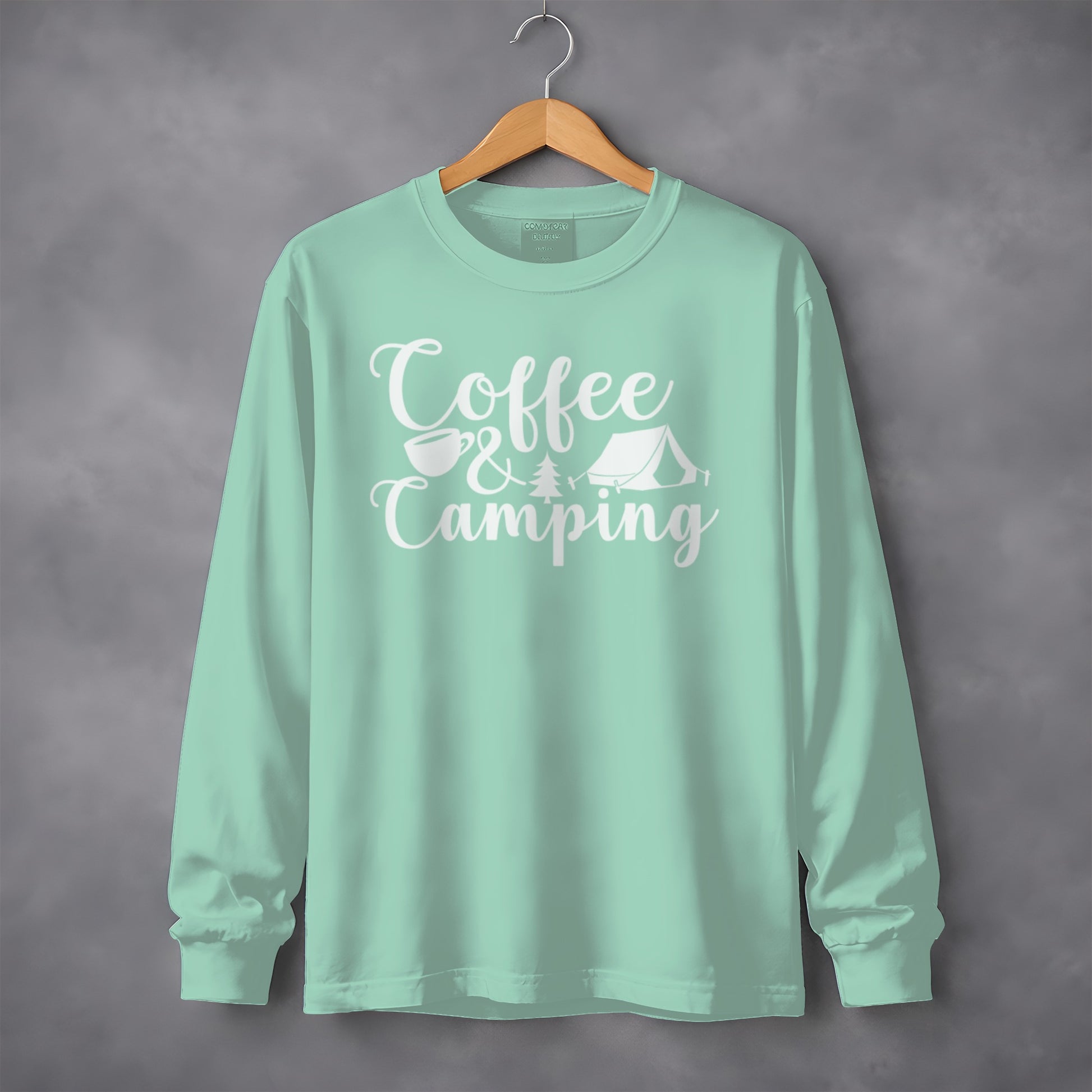 Coffee and Camping Adventure Design Long Sleeve T-Shirt Long Sleeve Tee - Outdoor & Adventure Collection - Mile Marker 16 Gear by Cloud 16 Clothing Co.