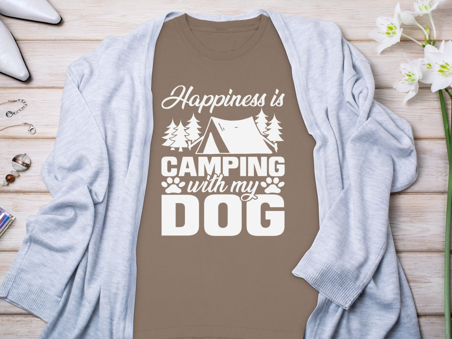 Happiness Is Camping With My Dog Shirt Product