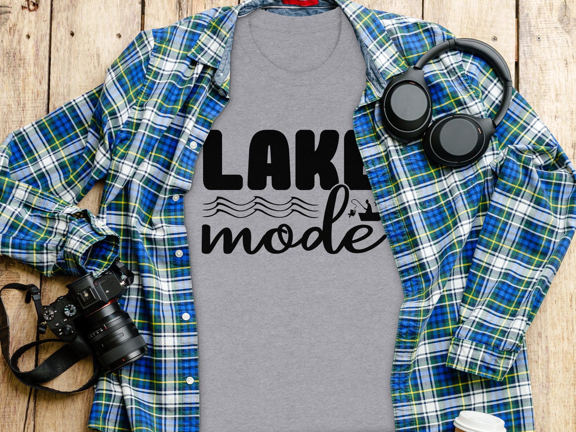 Lake Mode With Fishing Design Graphic Great Outdoors T-Shirt T-Shirt - Outdoor & Adventure Collection - Mile Marker 16 Gear by Cloud 16 Clothing Co.