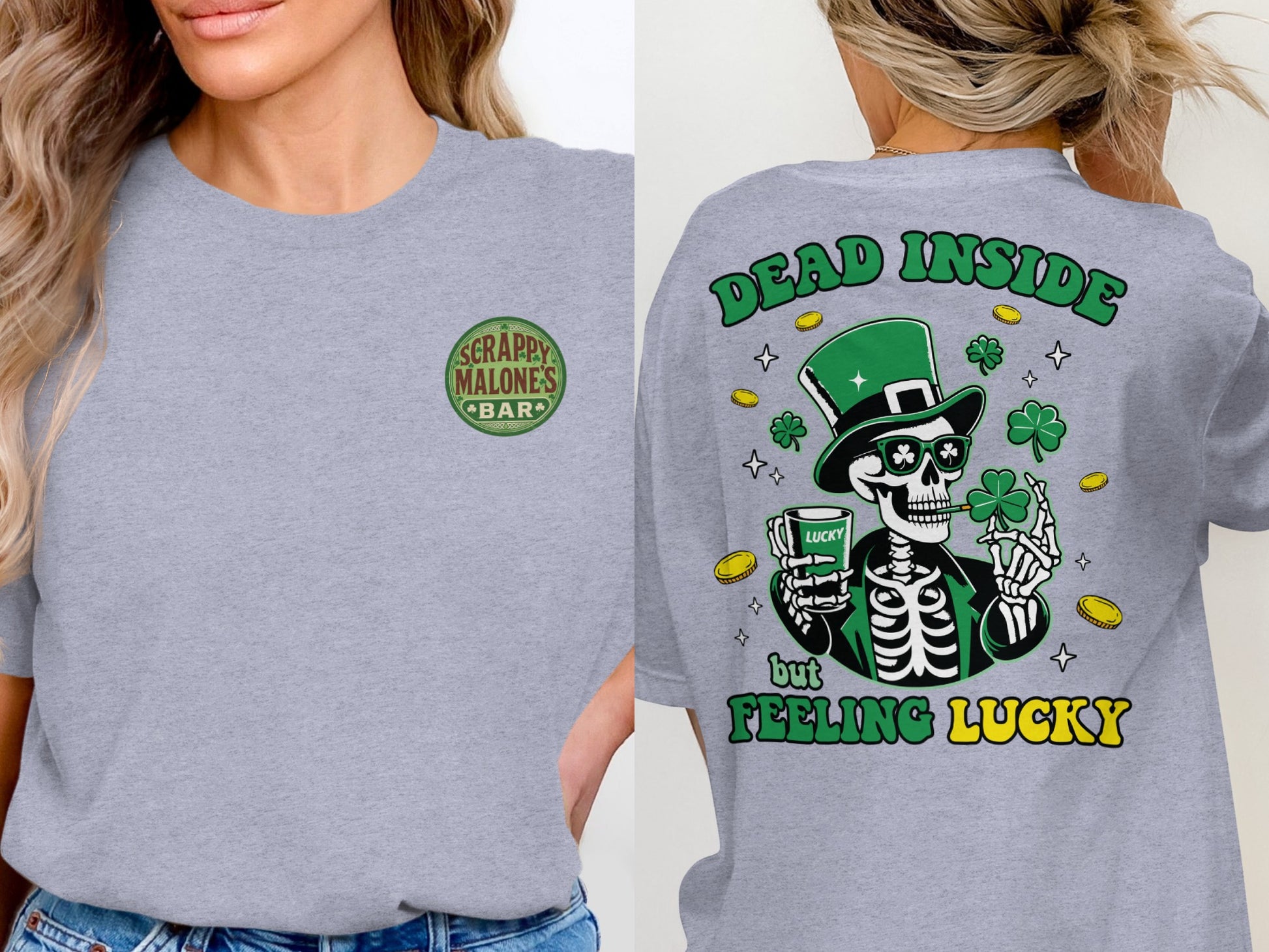 Scrappy Malone's Bar, Unique Design, Other Products, Bar Decor, Irish Theme, Lucky Clover Design, St Patricks Day Gift, Green, Circle T-Shirt - Scrappy Malone's Bar 100-Proof Humor - Cloud 16 Clothing Co.