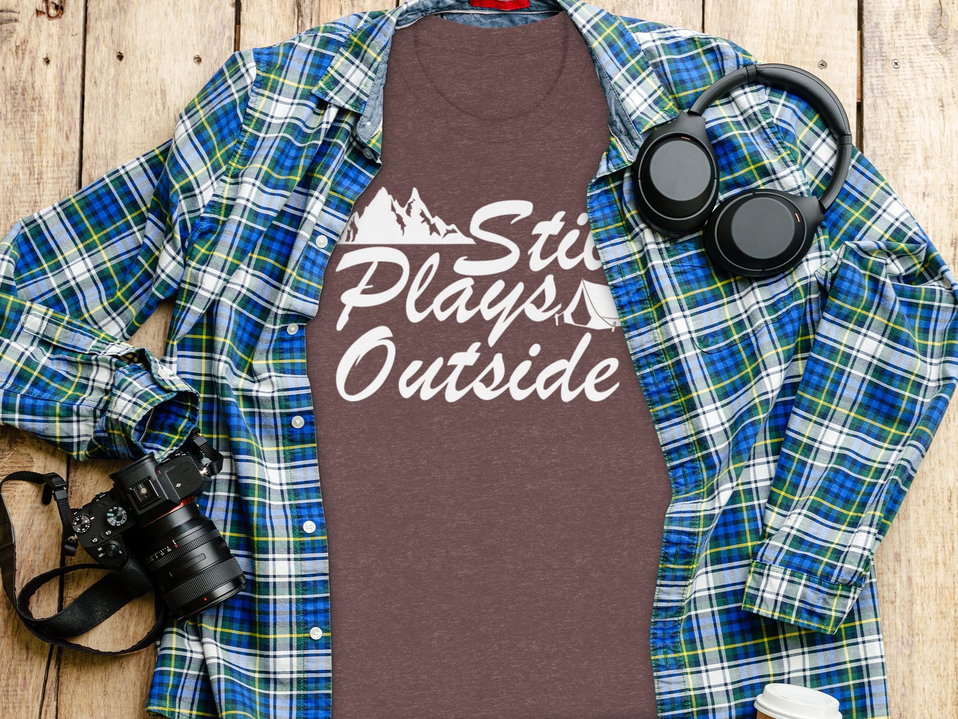Still Plays Outside With Mountain Tent Graphic T-Shirt T-Shirt - Outdoor & Adventure Collection - Mile Marker 16 Gear by Cloud 16 Clothing Co.