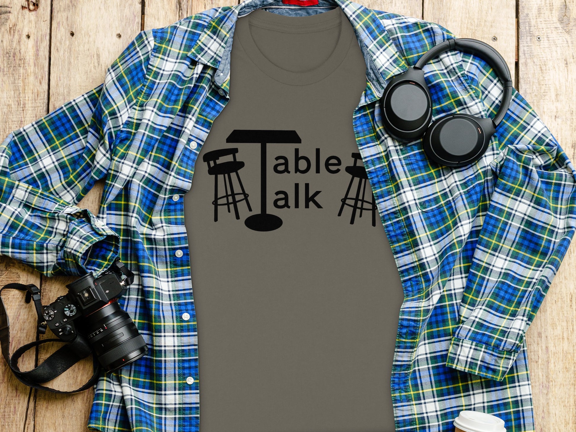 Stylish Table Talk Themed Graphic Print Shirt