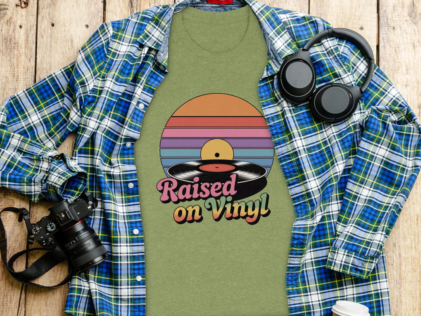 Raised on Vinyl Graphic Tee for Music Lovers