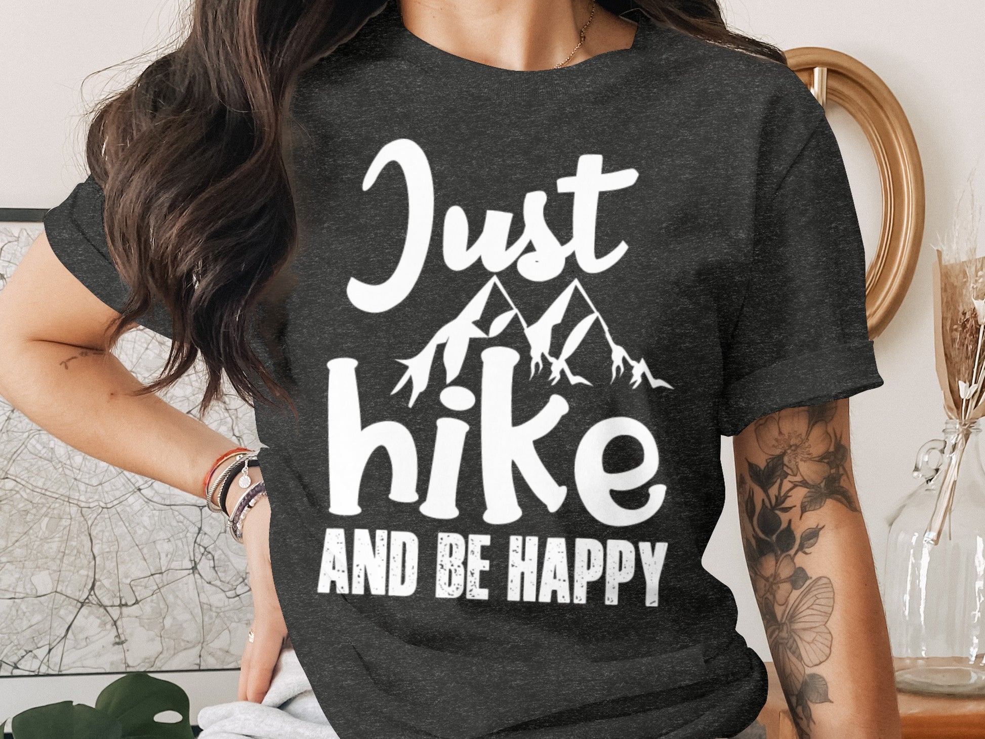 Just Hike Mountains And Be Happy Mountain Lover T-Shirt T-Shirt - Outdoor & Adventure Collection - Mile Marker 16 Gear by Cloud 16 Clothing Co.