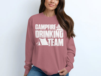 Campfire Drinking Team Long Sleeve Shirt for Outdoor Enthusiasts
