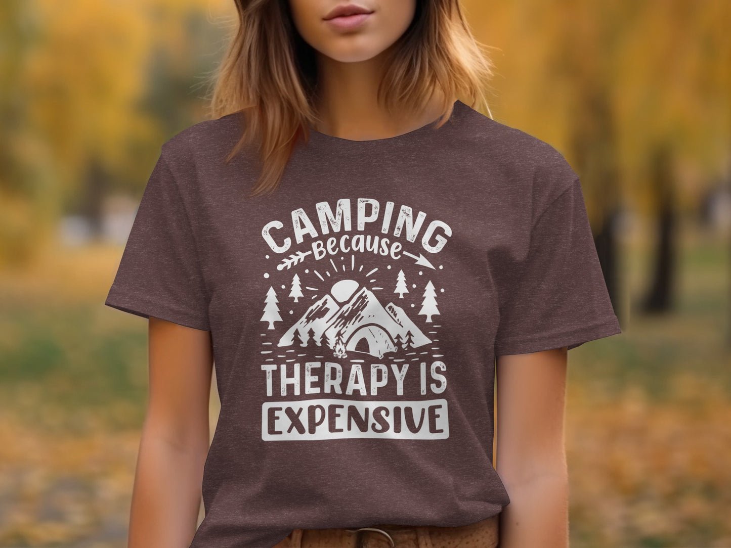 Camping Because Therapy Is Expensive Graphic T-Shirt T-Shirt - Outdoor & Adventure Collection - Mile Marker 16 Gear by Cloud 16 Clothing Co.