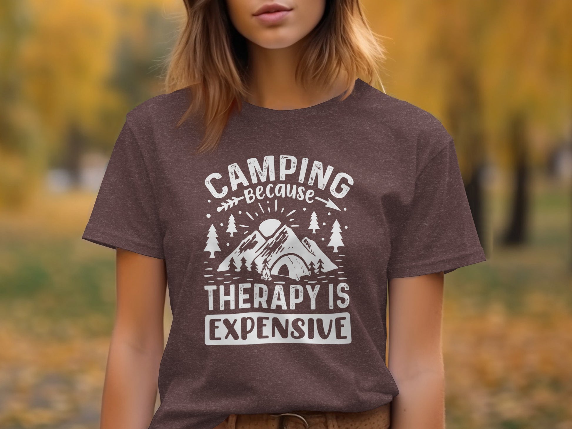 Camping Because Therapy Is Expensive Graphic T-Shirt T-Shirt - Outdoor & Adventure Collection - Mile Marker 16 Gear by Cloud 16 Clothing Co.