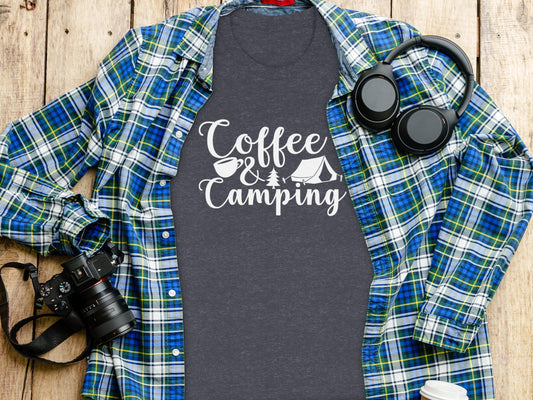 Coffee and Camping Graphic Design Great Outdoors T-Shirt T-Shirt - Outdoor & Adventure Collection - Mile Marker 16 Gear by Cloud 16 Clothing Co.