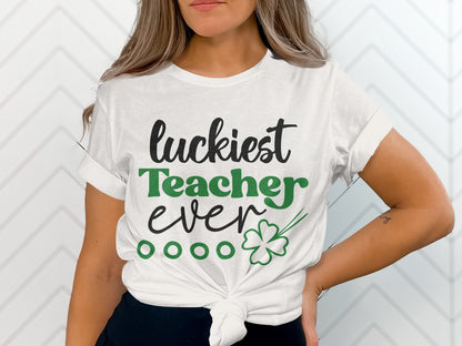 Luckiest Teacher Ever with Clover Design Shirt