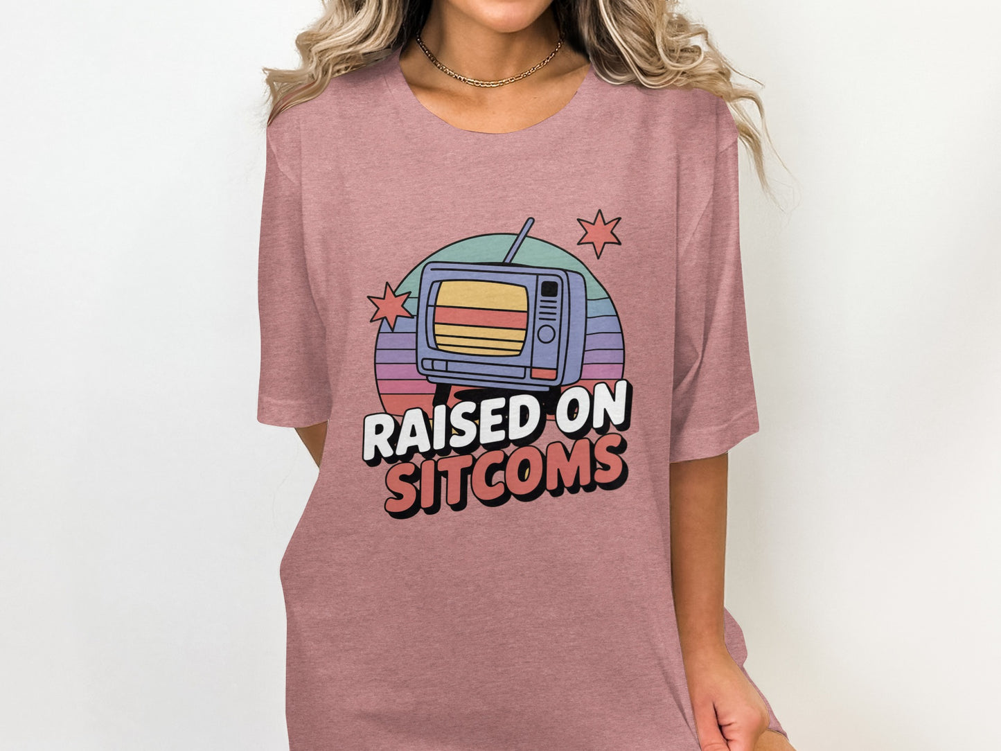Raised on Sitcoms Graphic TV Vintage Style T-Shirt