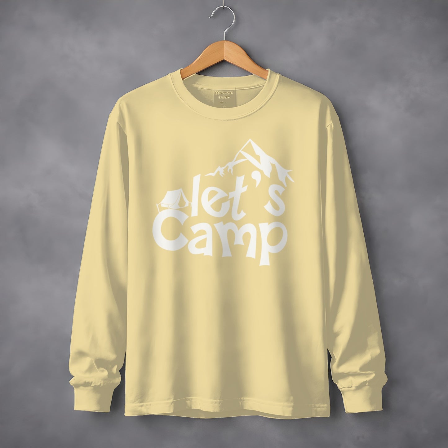 Let's Camp Graphic Long Sleeve Shirt Casual Style
