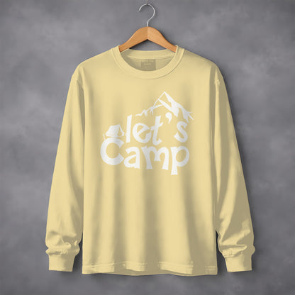 Let's Camp Graphic Long Sleeve Shirt Casual Style
