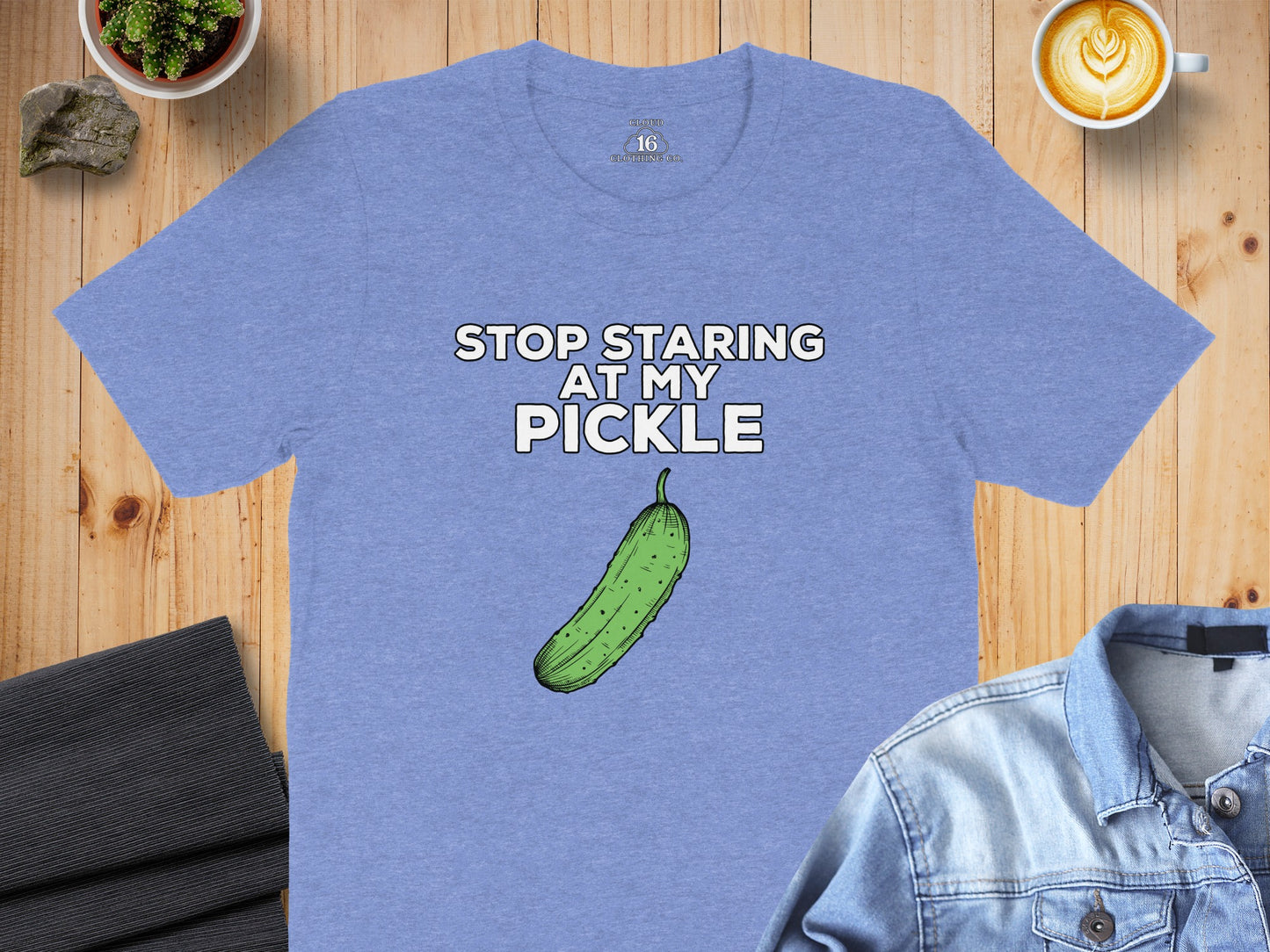 Stop Staring At My Pickle Funny Graphic T-Shirt